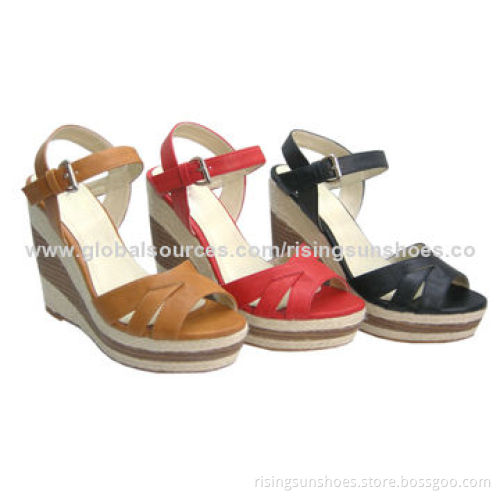 Women's Wedge Sandals, PU Upper, Jute + PVC Heels, Comfortable Design, Various Colors are Available